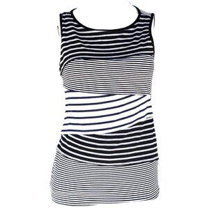 White House Black Market Womens Small Black White Tank Top Sleeveless Stripe Top